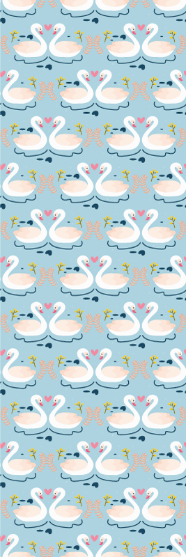 Alfombra vinílica dormitorio cisnes enamorados azul - TenVinilo
