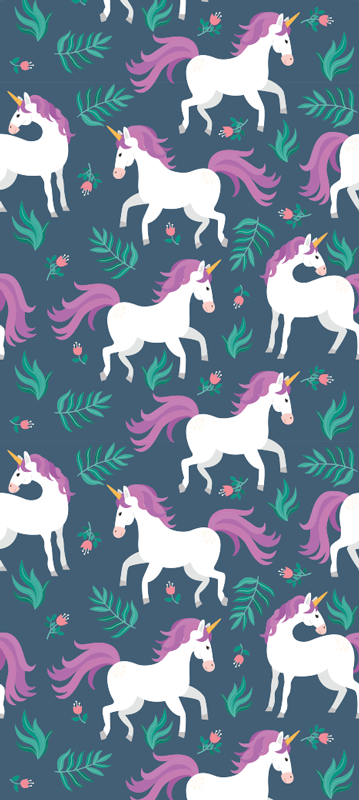 Alfombra vinílica dormitorio patrón de unicornio azul - TenVinilo