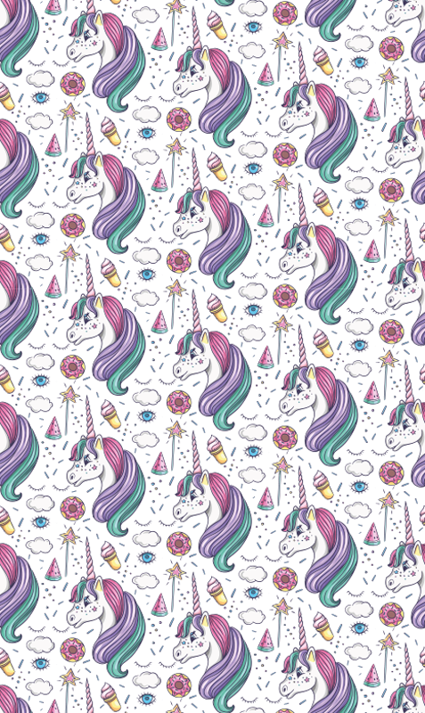 Alfombra vinílica dormitorio con patrón de unicornios - TenVinilo