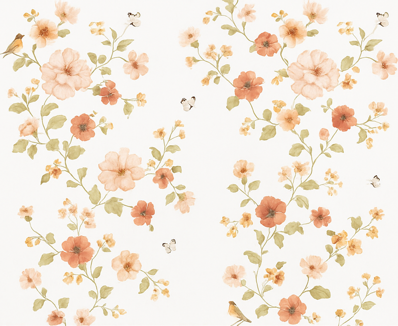 Alfombra vinílica dormitorio flores blancas pequeñas - TenVinilo