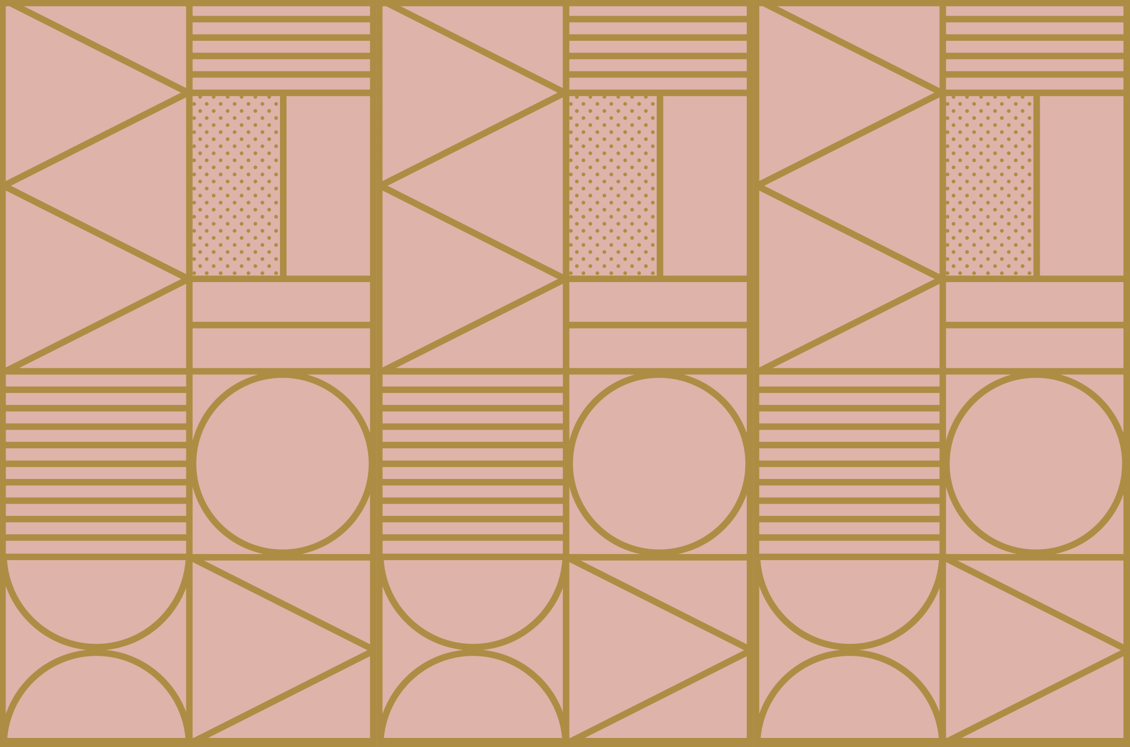 Alfombra vinílica geométrica bloques dorado y rosa - TenVinilo