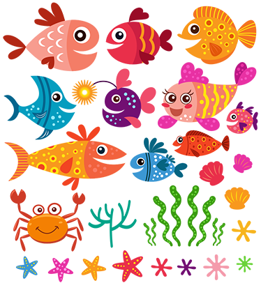 Alfombra vinílica infantil peces de colores - TenVinilo