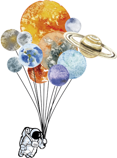 Alfombra vinílica infantil astronauta con globos de colores - TenVinilo