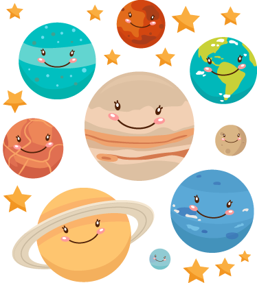 Alfombra vinílica infantil sticker planetas sistema solar - TenVinilo