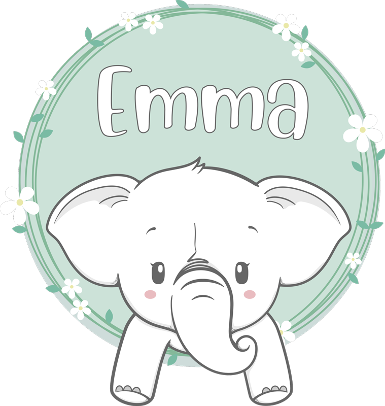Alfombra vinílica infantil elefante con nombre - TenVinilo