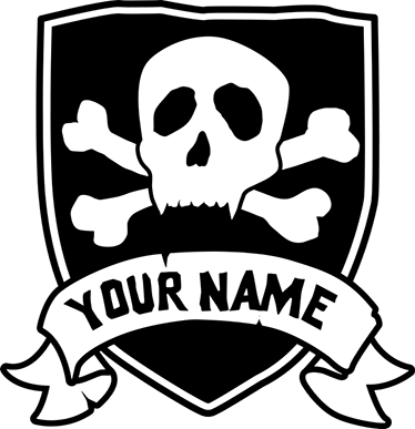 Alfombra vinílica infantil calavera pirata con nombre - TenVinilo