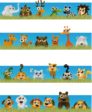 Alfombra vinílica infantil rayas con animales - TenVinilo