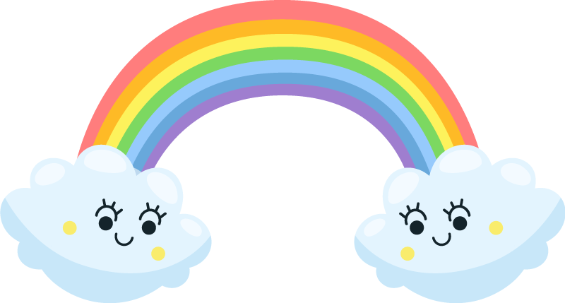 Alfombra vinílica infantil nubes lindas arcoíris mirándose - TenVinilo