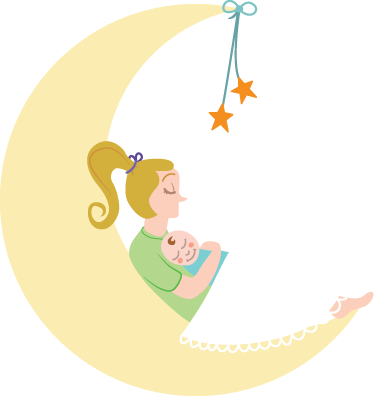 Alfombra vinílica infantil mamá y bebé en la luna - TenVinilo