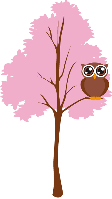 Alfombra vinílica infantil árbol rosa con búho - TenVinilo