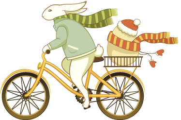 Alfombra vinílica infantil conejo de pascua en bici - TenVinilo