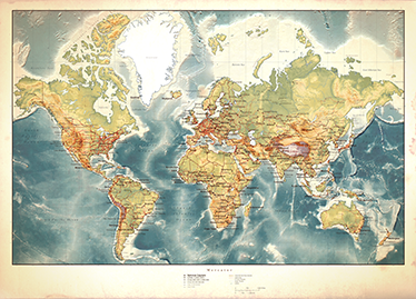 Alfombra vinílica mapamundi vinilo mapa del mundo envejecido - TenVinilo