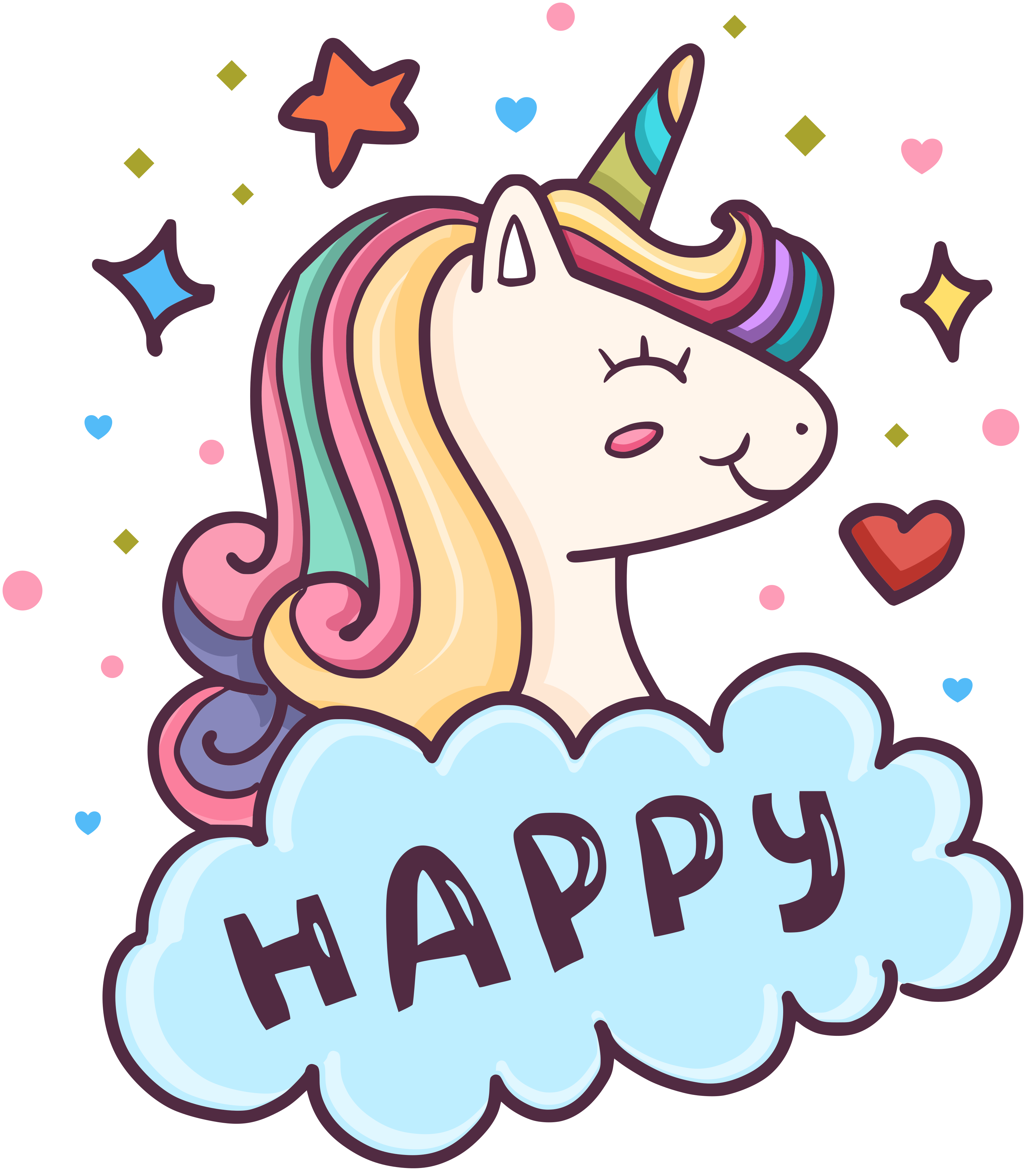 Alfombra vinílica infantil cabeza de unicornio en la nube - TenVinilo