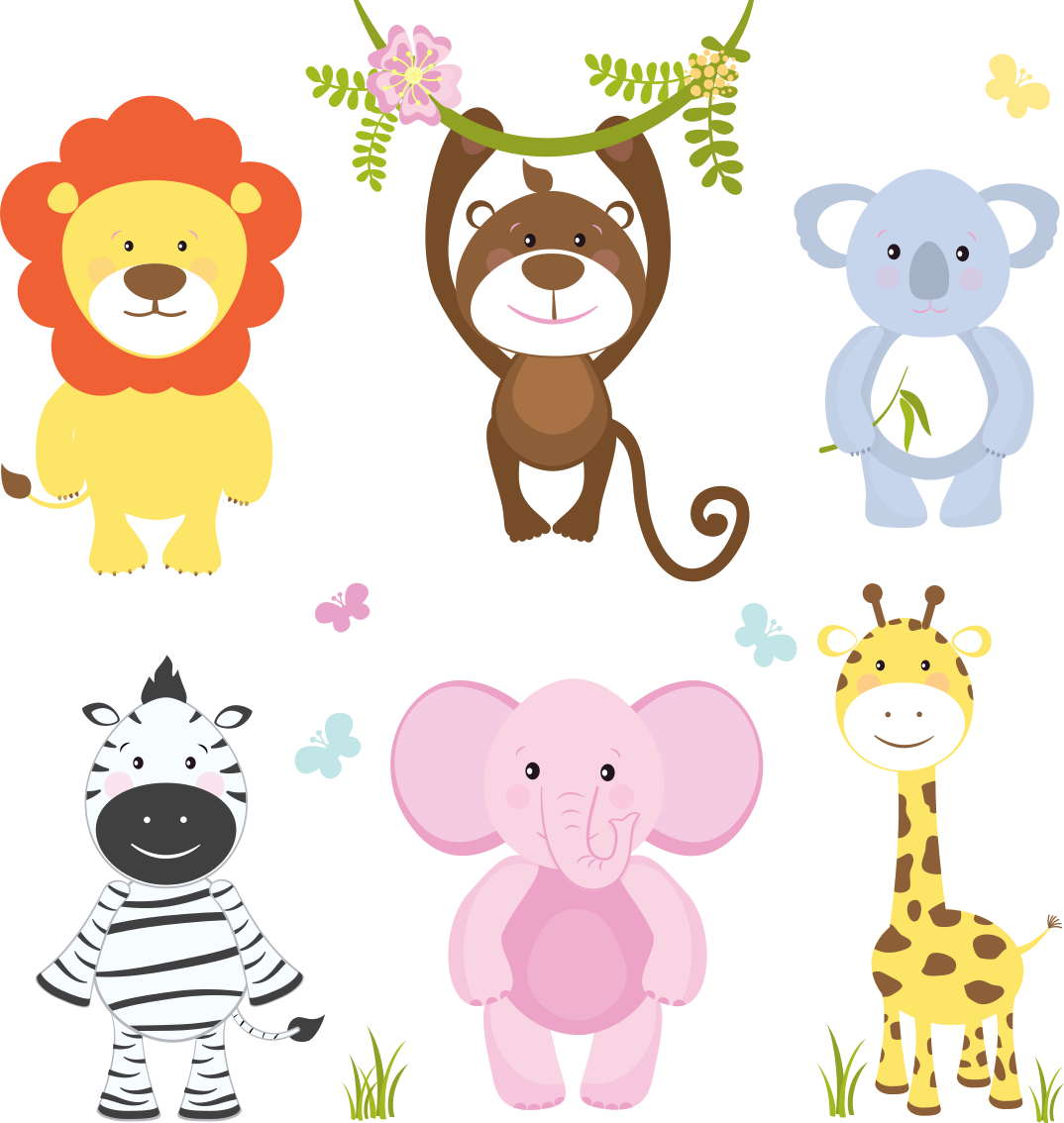 Alfombra vinílica infantil animales bebés coloridos - TenVinilo