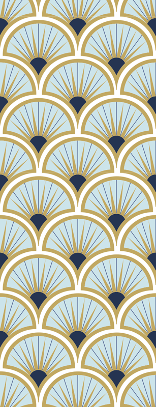 Alfombra vinílica baño tonos azules art deco - TenVinilo