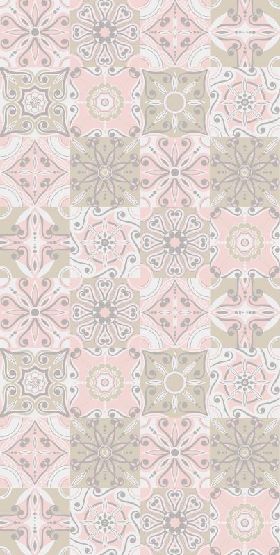 Alfombra vinílica baño azulejos rosa y gris - TenVinilo