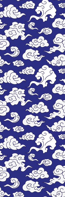 Alfombra vinílica baño nubes blancas silueteadas fondo azul - TenVinilo