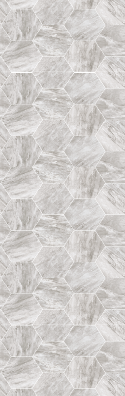 Alfombra vinílica baño patrón hexagonal mármol dorado - TenVinilo