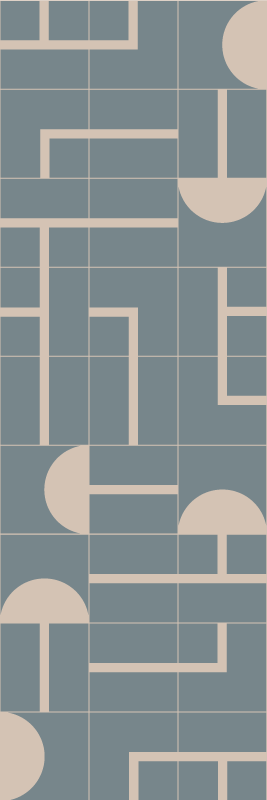 Alfombra vinílica baño patrón geométrico azul grisáceo - TenVinilo