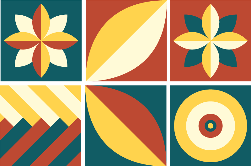 Alfombra vinílica baño azulejo verde y naranja - TenVinilo