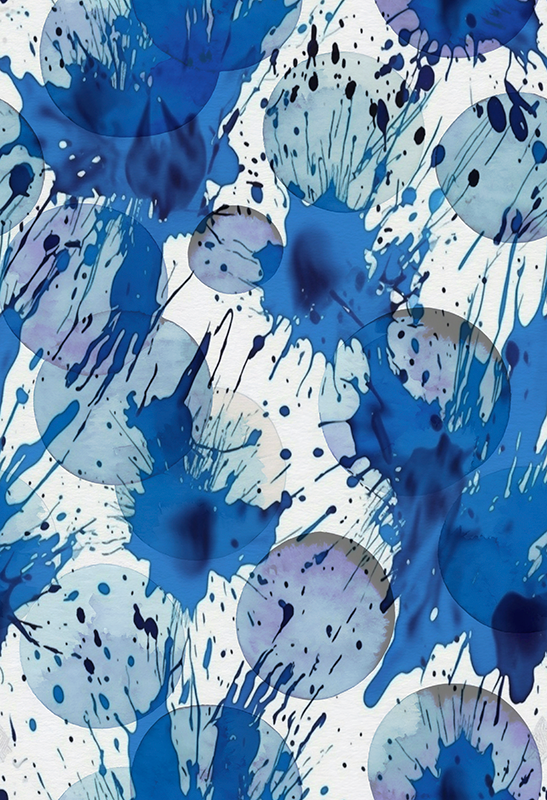 Alfombra vinílica baño círculos de tinta azul - TenVinilo