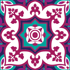 Alfombra vinílica baño diseño de azulejos marroquíes rosas - TenVinilo