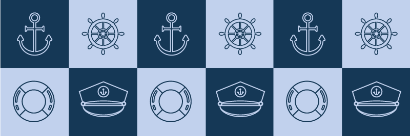 Alfombra vinílica baño azulejos de símbolos marinos - TenVinilo