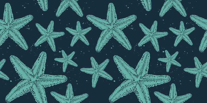 Alfombra vinílica baño estrella de mar tonos azules - TenVinilo