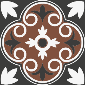 Alfombra vinílica baño patrón vintage gris y marrón - TenVinilo