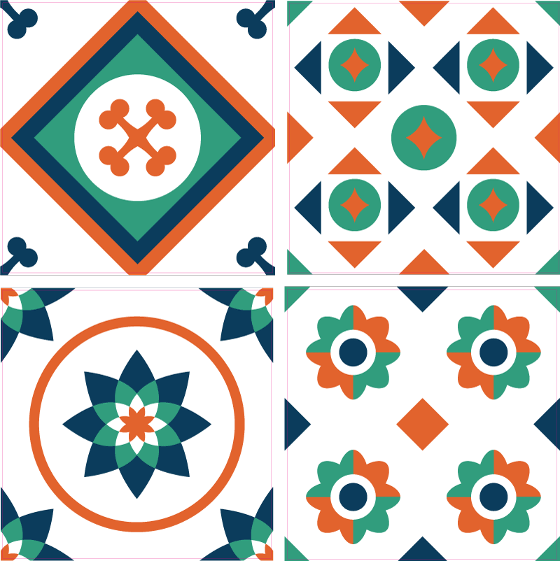 Alfombra vinílica baño baldosas geométricas - TenVinilo