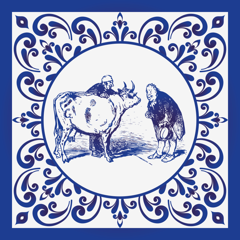 Alfombra vinílica cocina hombre y vaca - TenVinilo