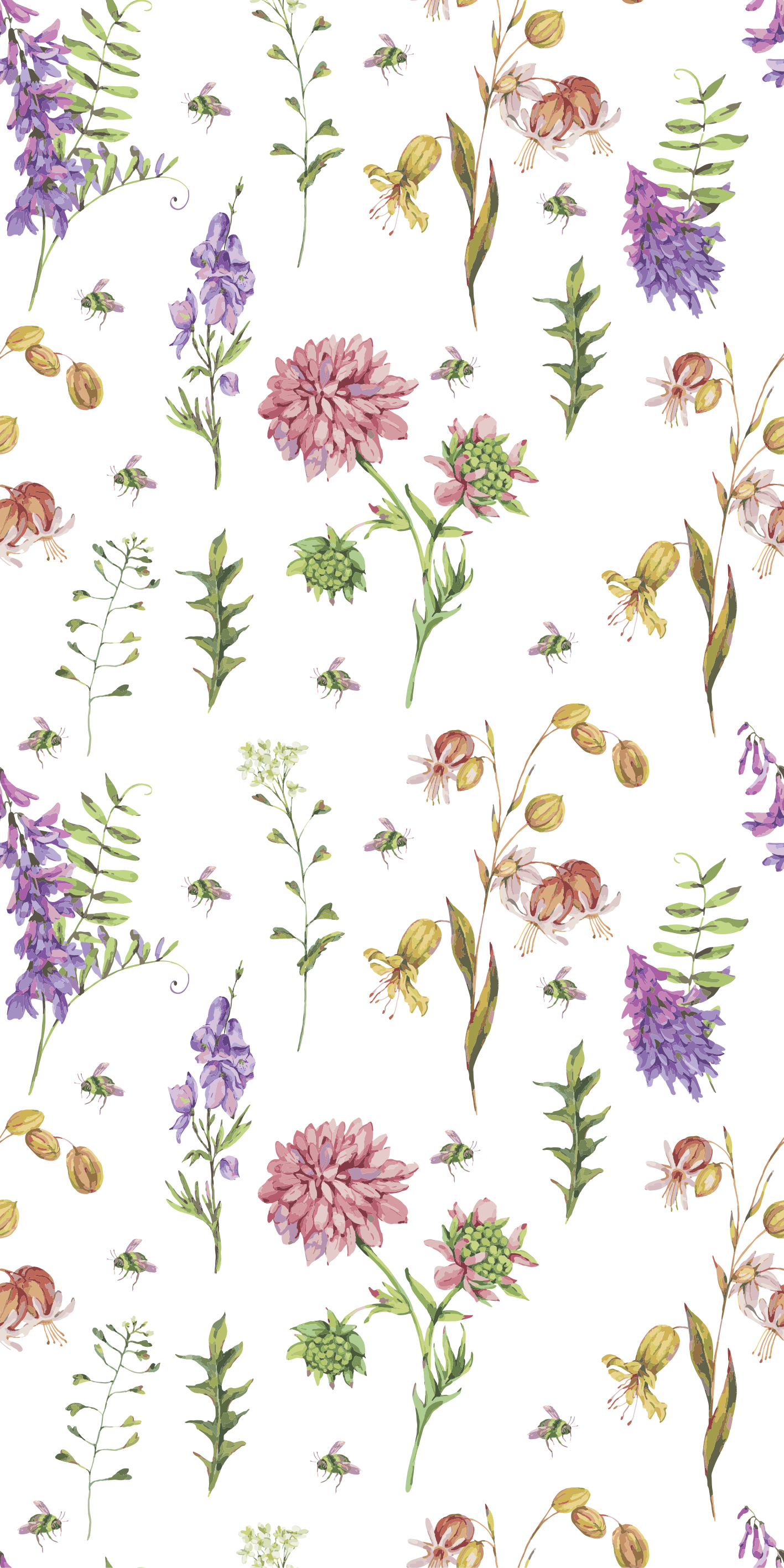 Alfombra vinílica cocina flores silvestres minimalistas - TenVinilo