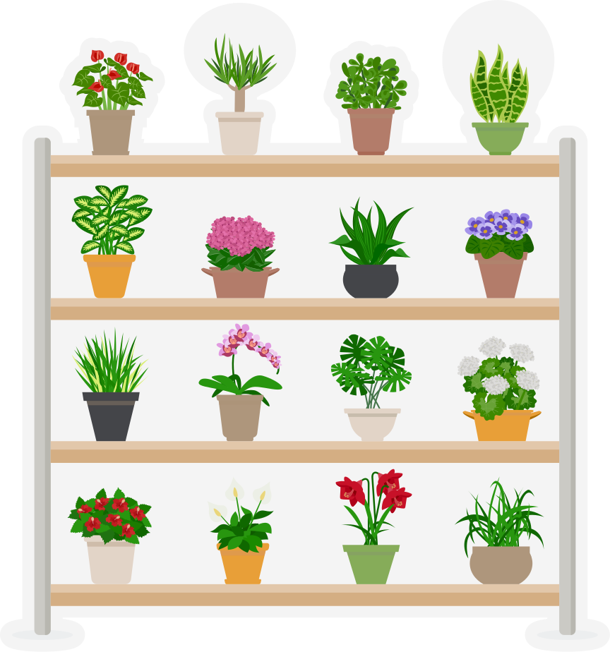 Alfombra vinílica cocina plantas en estanterías - TenVinilo