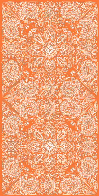Alfombra vinílica cocina azulejo paisley refrigerador - TenVinilo