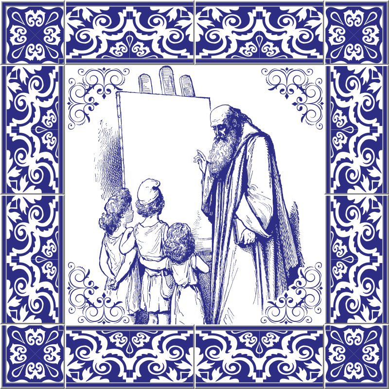 Alfombra vinílica cocina maestro delft azul - TenVinilo