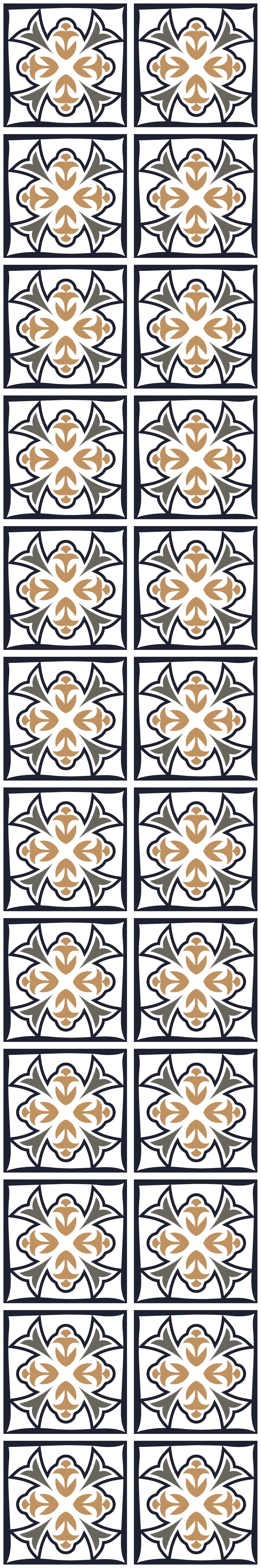 Alfombra vinílica cocina azulejo portugués beige y negro - TenVinilo