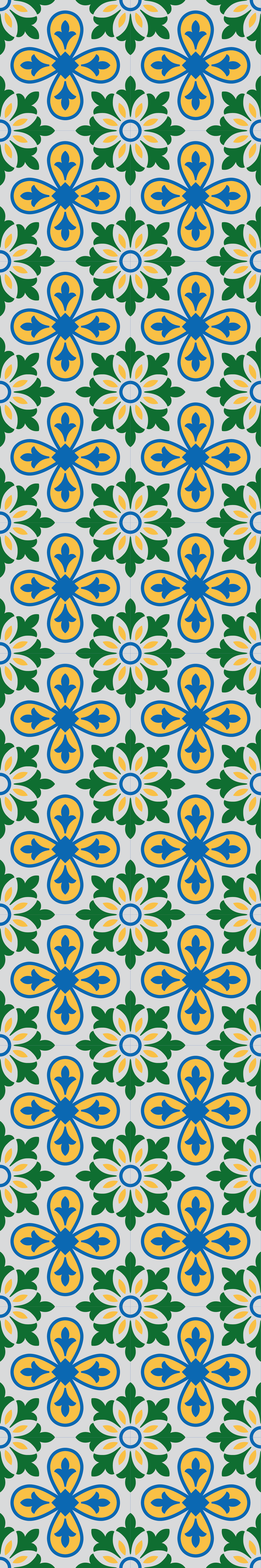 Alfombra vinílica cocina azulejo portugués amarillo y azul - TenVinilo