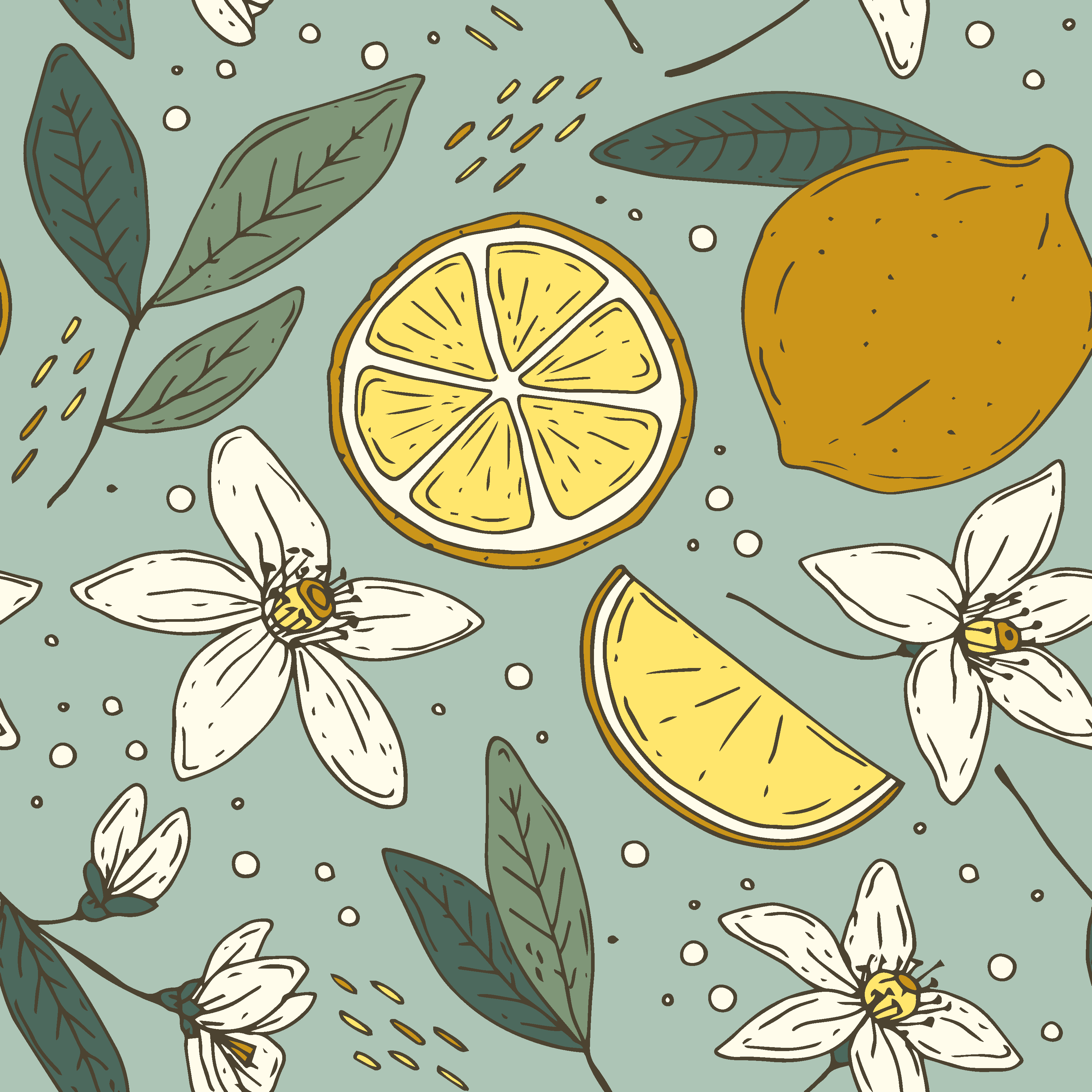 Alfombra vinílica cocina patrón de limones coloridos - TenVinilo