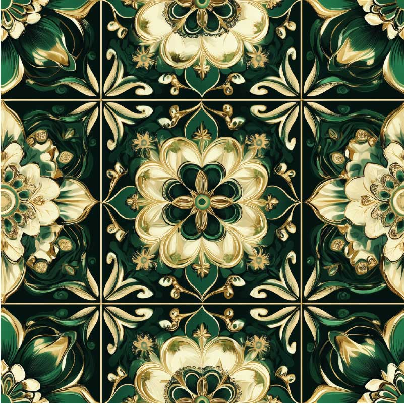 Alfombra vinílica cocina mosaico botánico - TenVinilo