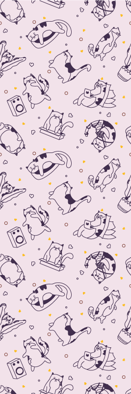 Alfombra vinílica dormitorio patrón banda de gatos - TenVinilo