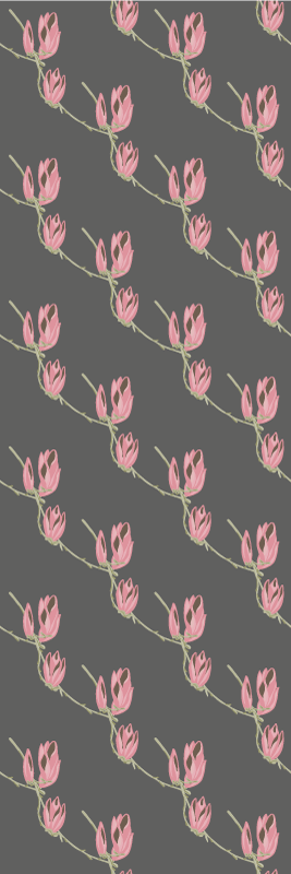 Alfombra vinílica dormitorio flores de magnolia en gris - TenVinilo