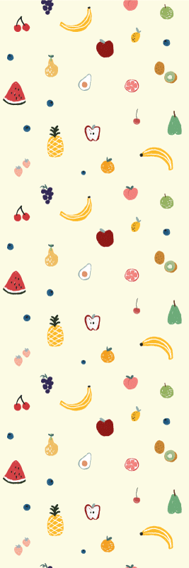 Alfombra vinílica dormitorio patrón de frutas coloridas - TenVinilo