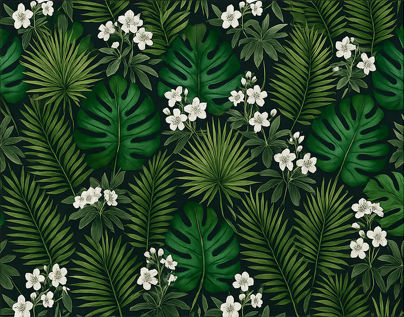 Alfombra vinílica dormitorio naturaleza exótica verde - TenVinilo