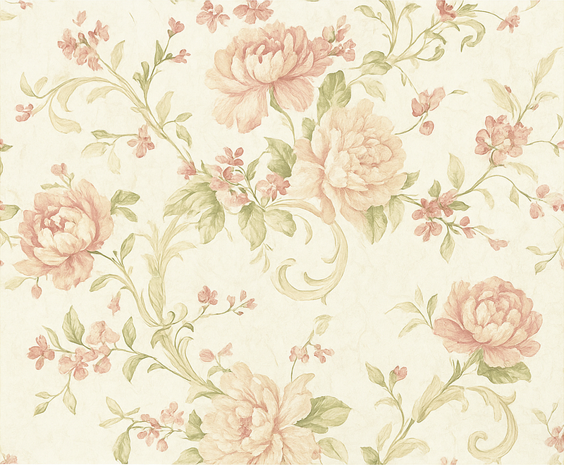 Alfombra vinílica dormitorio flores vintage rosa claro - TenVinilo