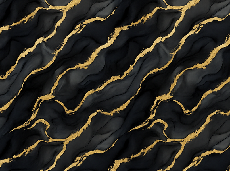Alfombra vinílica dormitorio efecto mármol negro con dorado - TenVinilo