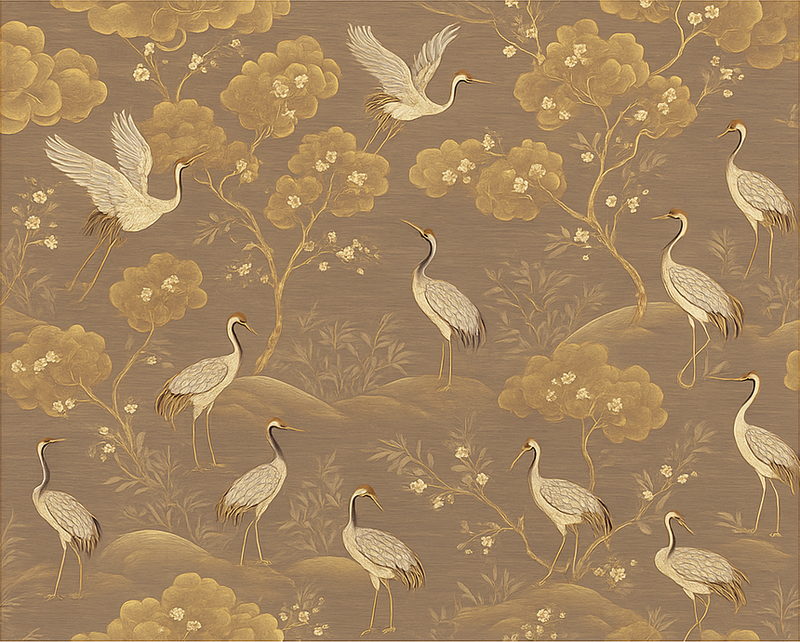 Alfombra vinílica dormitorio paisaje asiático antiguo - TenVinilo