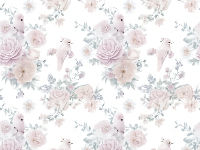 Alfombra vinílica dormitorio diseño floral elegante gris - TenVinilo