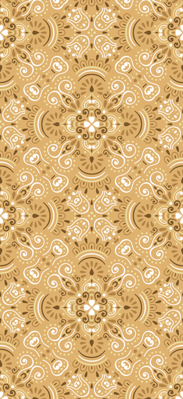 Alfombra vinílica dormitorio patrón ornamental beige vintage - TenVinilo