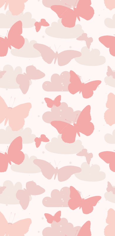 Alfombra vinílica dormitorio patrón mariposas pastel - TenVinilo