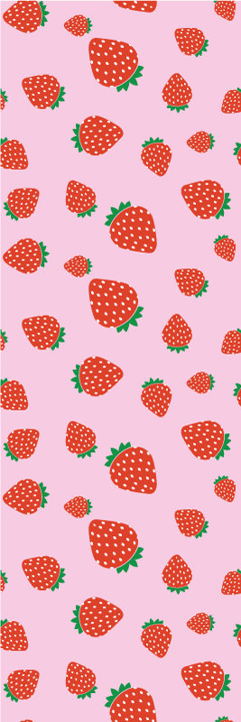 Alfombra vinílica dormitorio patrón fresas sobre fondo rosa - TenVinilo